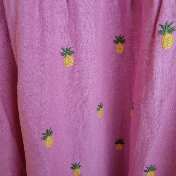 farm rio embroidered pineapples pink midi dress Farm Rio Pink Pineapple Maxi Dress